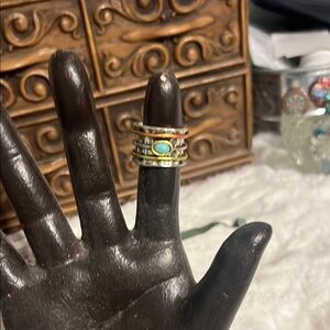 Silver and Blue Stone Ring Set